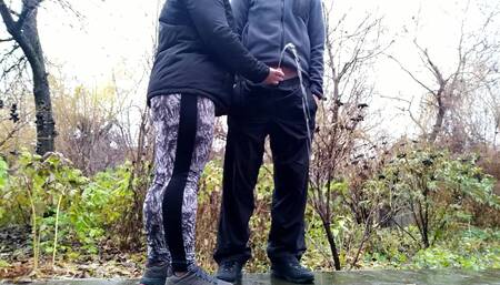 Sports mother-in-law after jogging in the park holds son-in-law's dick bottom view