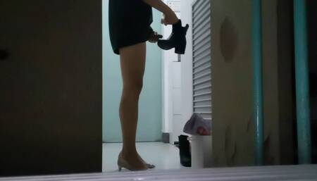 sult sissy shot outside on neighbor' high heel