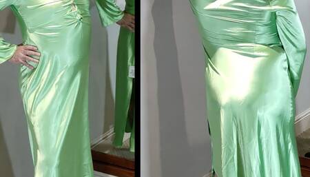 Sexy shiny satin green ballgown