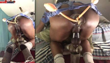 Bouquet of buttplugs and a vibrator gaping his hole open and filling up my ass until he cums