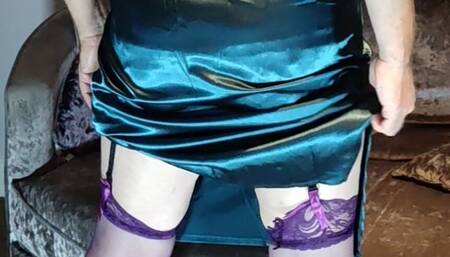 Sexy hot blue backless satin dress