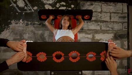 Leya goes crazy - tickle hell in stocks and all toes tied