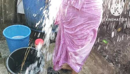 Anita Yadav bathing at night