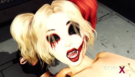 Hot 3D dickgirl fucks hard a sexy girl in the sci-fi confinement cell