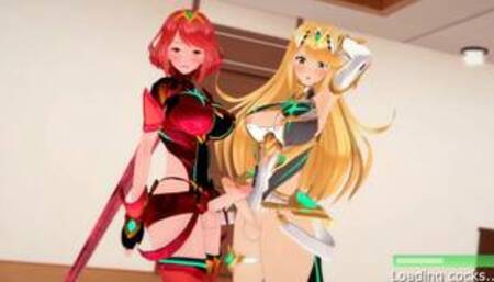 Xenoblade - Futa Pyra and Futa Mythra gangbang you | Male Taker POV