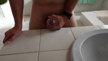 Hot lad fuck his pocket pussy for all its worth intense orgasm and cumshot