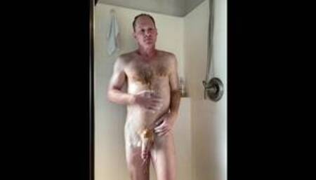 showertime after only fans hot tub cumshot on my hairy chest