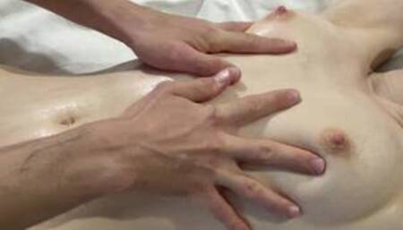 Gentle erotic massage for a student with beautiful natural breasts
