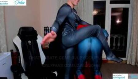 Straight Super MANS spanks other GAY Superman and makes him bend over !