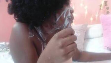 Curly hair ebony babe blowjob