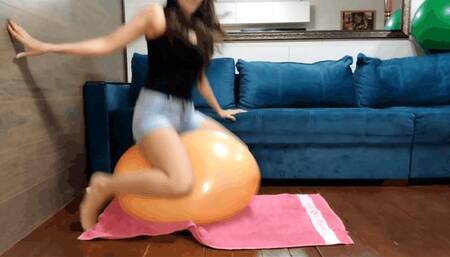Sexy ass jumping on a balloon