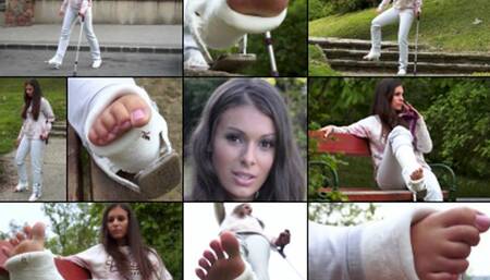 Lia Term SLWC with Heel Bar Cane Gimp in the Park While Airing Out Her Cute Toes (in HD 1920X1080)