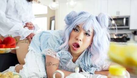 Asian teen Kimmy Kim fucked on the table