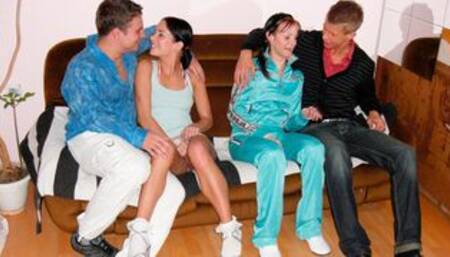 Foursome fucking session showing Jessica Rox and Panni fucking