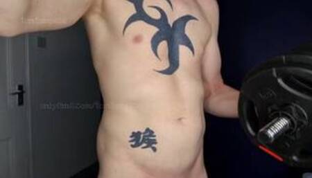 Tattooed ginger lad body and biceps