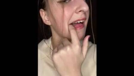 Nail fetish. Biting and licking