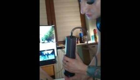 Mistress Katrix penis torture with pump and dilator,cervix femdom.