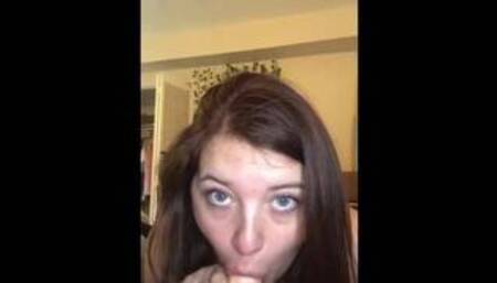 TEEN DEEPTHROATS DILDO, spit all over
