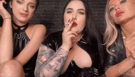 Today you will serve as a human ashtray for 3 Dommes