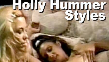 Holly Hummer & Styles lesbo lick dildo