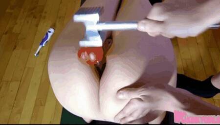 The asshole treatment with various toys and dildo hammering