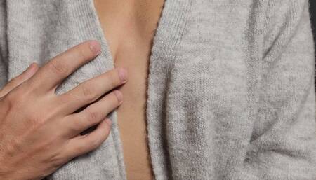 Sensitive orgasm from nipple play