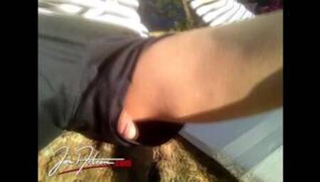 Back to School! This twink's penis sticks out because he forgets to put on underpants in college