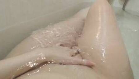 Sexy wet legs, Blondy taking a bath, short masturbation