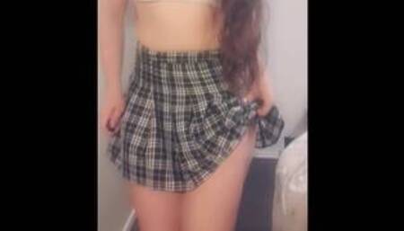 Aussie School Girl Plays with Butt Plug