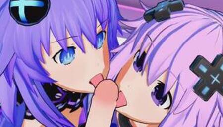 Hyperdimension Neptunia - Futa Purple StepSister X Purple Heart and StepAdult Neptune Threesome Hent