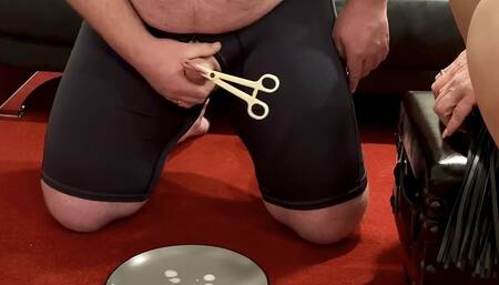 Rough jerking off for his tiny cock. Cum eating