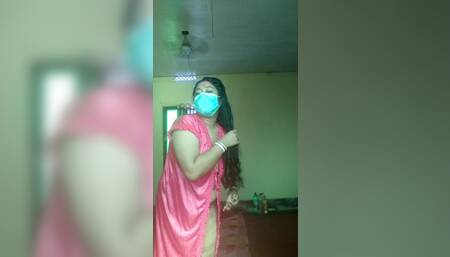 Pink gown sexy women showing her big nipples