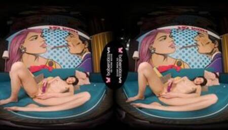 Solo brunette sexy babe Denis masturbates in various poses with a sex toy in VR.