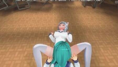 3D HENTAI College lesbians eat pussy and cum