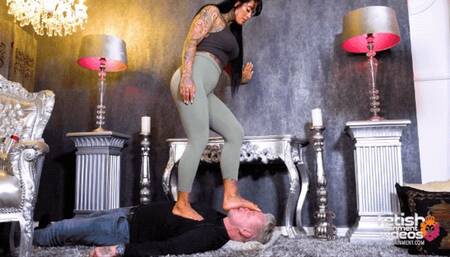 I trample a face with scented sports feet!  ( Barefoot Trampling incl POV with Lady Nisha )  - FULL HD MP4