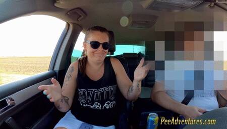 Changing her wet clothes outdoor and preparing for another pee standing - Pee in a corn field and wet her skirt