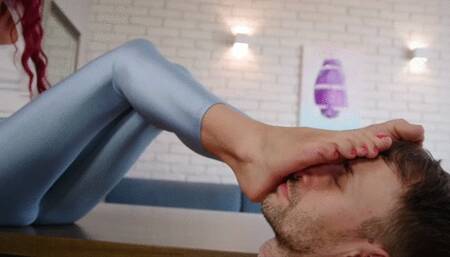Stella Take Off Socks Use Him As Footrest And Have Bare Feet Licked - Light Blue  Leggings - Full - HD 1920x1080