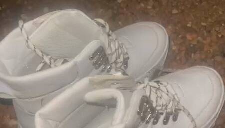 Boots crushed by car