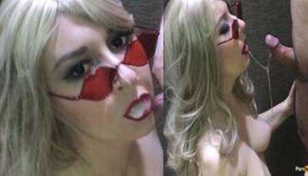 Blonde Sloppy Deepthroat Blowjob Cum in Mouth, Cim