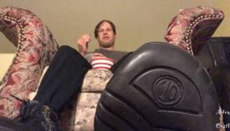 Sissy Boot Licking & Worship POV While Eating Peanuts