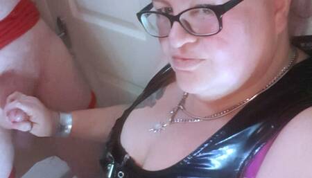 Post orgasm torment session on a man tied to ladder 1 BBW bondage, BBW domination, post cum play, post orgasm torment, man tied up, male bondage, man in bondage, bound and gagged man, femdom, polishing, handjob, pvc, pov, naked man, bound and gagged, sock