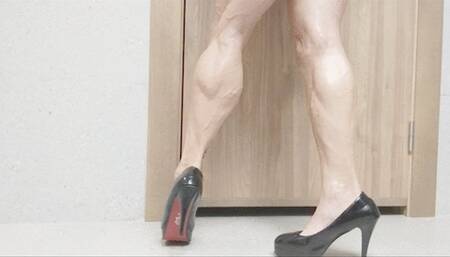 Red bottom heels and santa panties