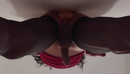 Fucking dildo against the wall in high heels