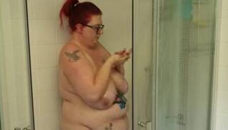 soapy shower time big 38HH tits BBW