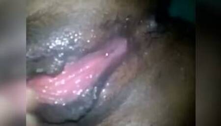 Black teen playing with her wet pussy