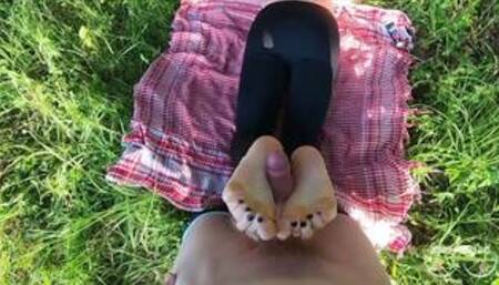 Redhair beauty does footjob in sports leggings.jenny-young.net