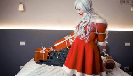 Royal Christmas Angel ballgagged, hogited, drooling and barefoot (Mobile)