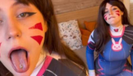 Cosplay D.Va from Overwatch, deepthroat and cum in my face