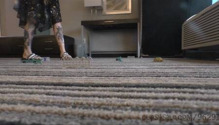 Shrunken & crushed under Giantess Witch spiked sandals (Wide Angle) - Full HD