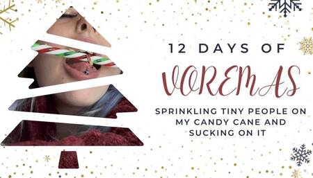 Giantess Sucks on Candy Cane Covered in Tinys